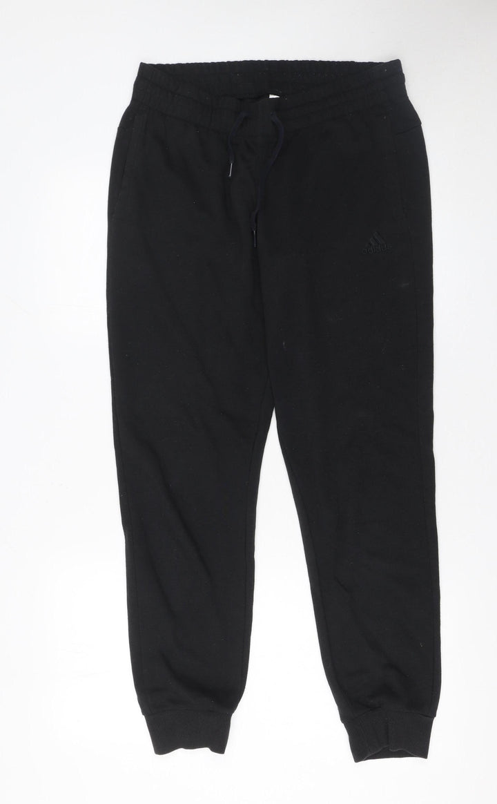 Adidas Womens Black Jogger Trousers Size 12-14 Cotton Blend
