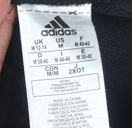 Adidas Womens Black Jogger Trousers Size 12-14 Cotton Blend