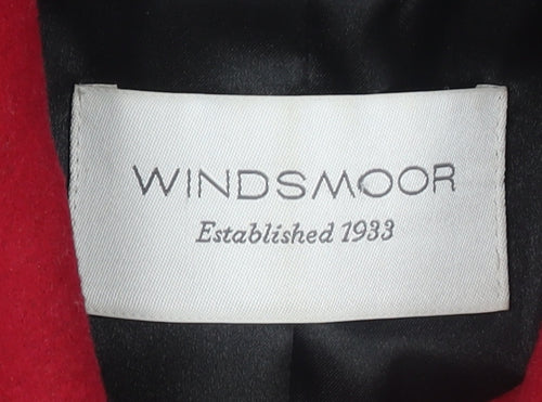 Windsmoor Women Red Wool Blend Pea Coat Size 12 Classic Mid-Length