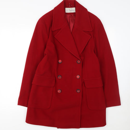J. Taylor Women's Red Wool Blend Mid-Length Pea Coat Size M