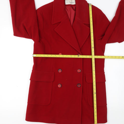 J. Taylor Women's Red Wool Blend Mid-Length Pea Coat Size M