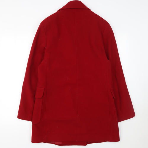 J. Taylor Women's Red Wool Blend Mid-Length Pea Coat Size M