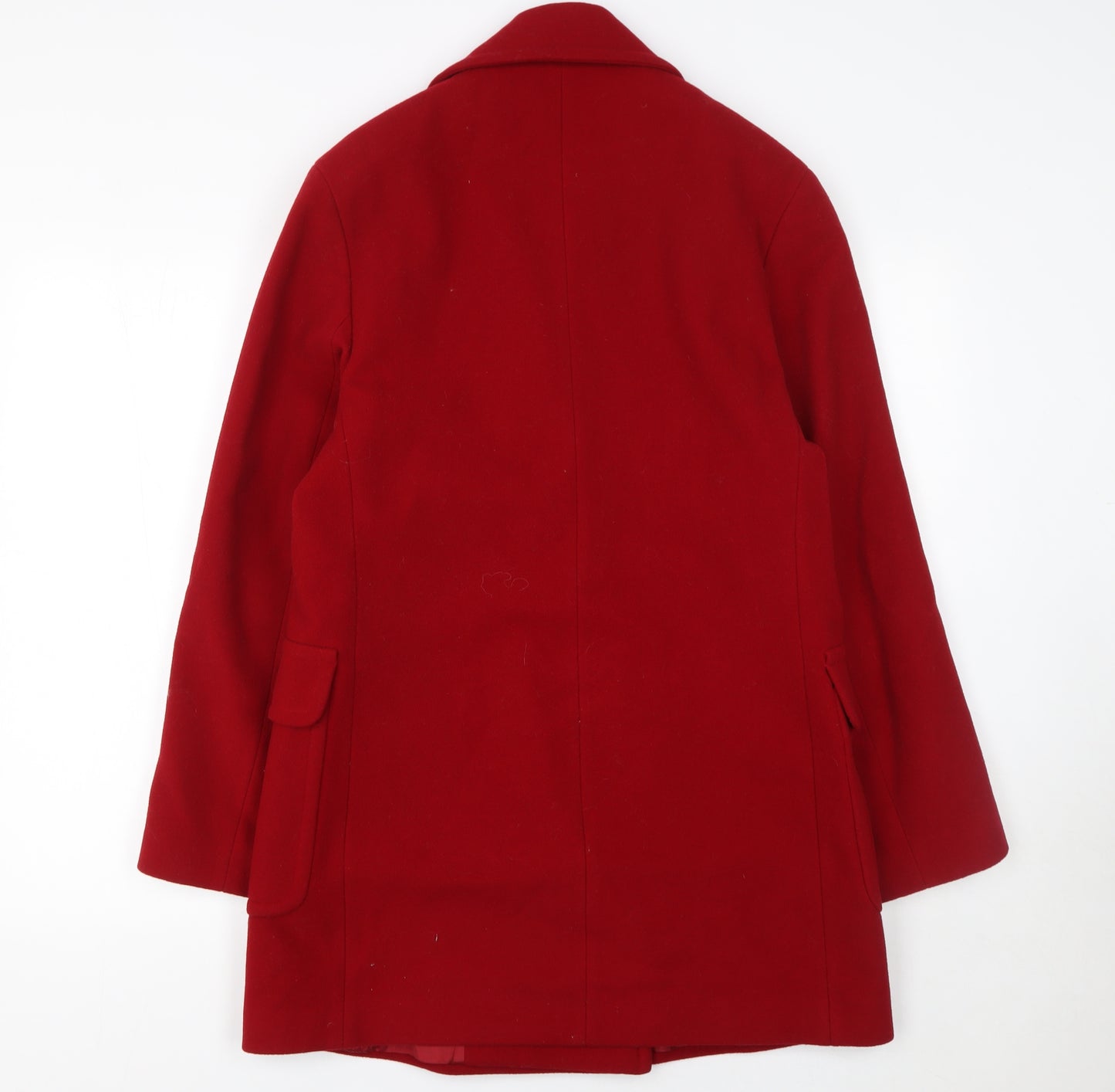 J. Taylor Women's Red Wool Blend Mid-Length Pea Coat Size M