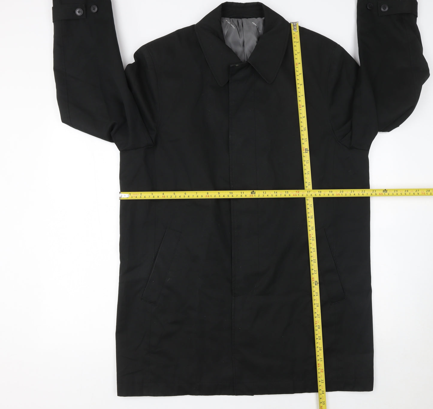 Pierre Cardin Men's Black M Mid-Length Cotton Rain Coat