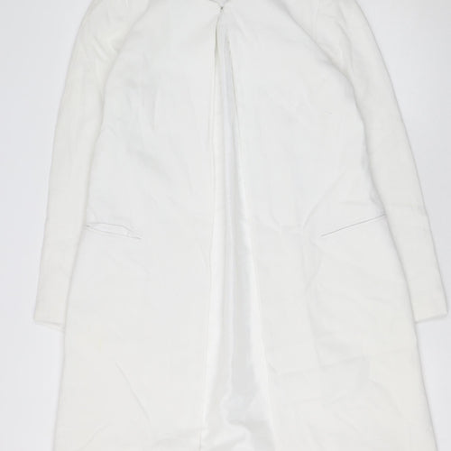 Jasper Conran Women's White Long Coat Size 12 Lightweight Lined Overcoat