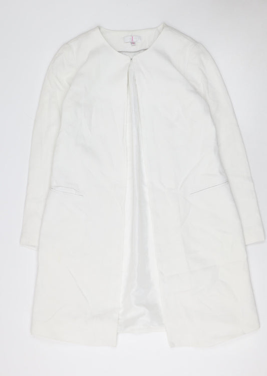 Jasper Conran Women's White Long Coat Size 12 Lightweight Lined Overcoat