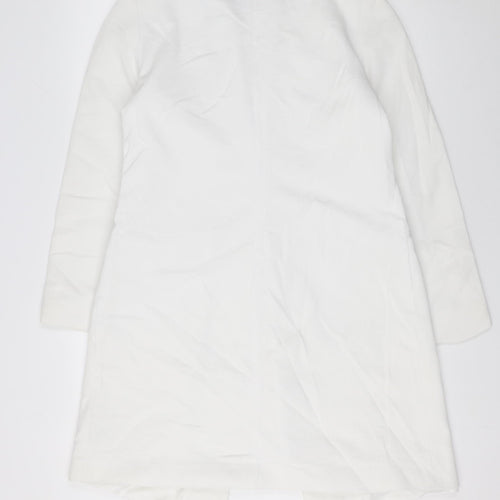 Jasper Conran Women's White Long Coat Size 12 Lightweight Lined Overcoat