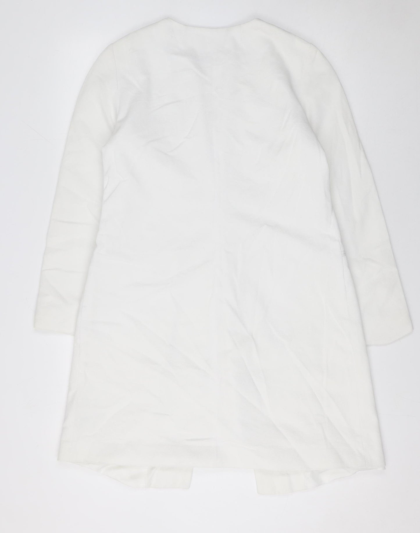 Jasper Conran Women's White Long Coat Size 12 Lightweight Lined Overcoat