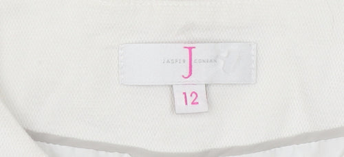 Jasper Conran Women's White Long Coat Size 12 Lightweight Lined Overcoat