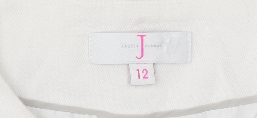 Jasper Conran Women's White Long Coat Size 12 Lightweight Lined Overcoat