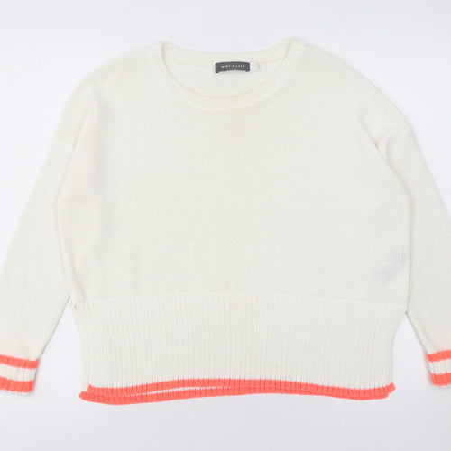 Mint Velvet Women’s Ivory Crew Neck Knit Jumper Size 10 Relaxed Fit