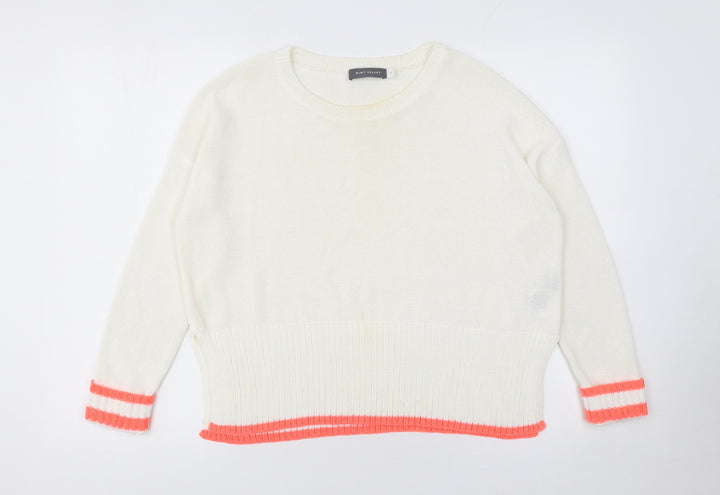 Mint Velvet Women’s Ivory Crew Neck Knit Jumper Size 10 Relaxed Fit