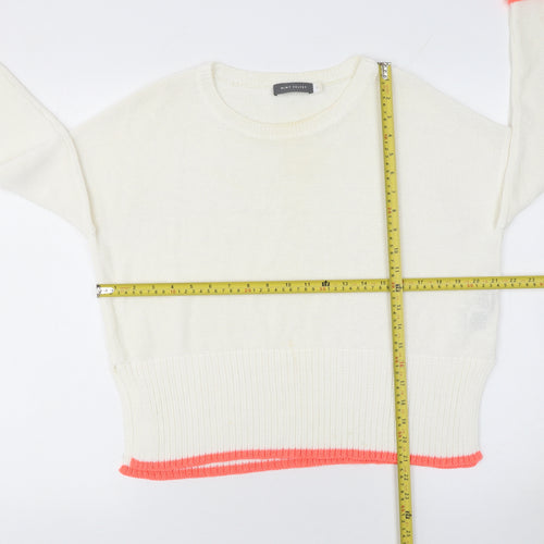 Mint Velvet Women’s Ivory Crew Neck Knit Jumper Size 10 Relaxed Fit