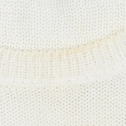 Mint Velvet Women’s Ivory Crew Neck Knit Jumper Size 10 Relaxed Fit