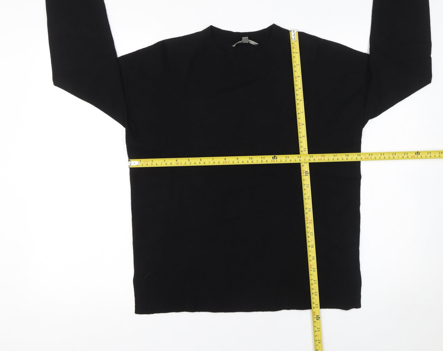 Oasis Women's Black Crew Neck Long Sleeve Pullover Jumper Size S