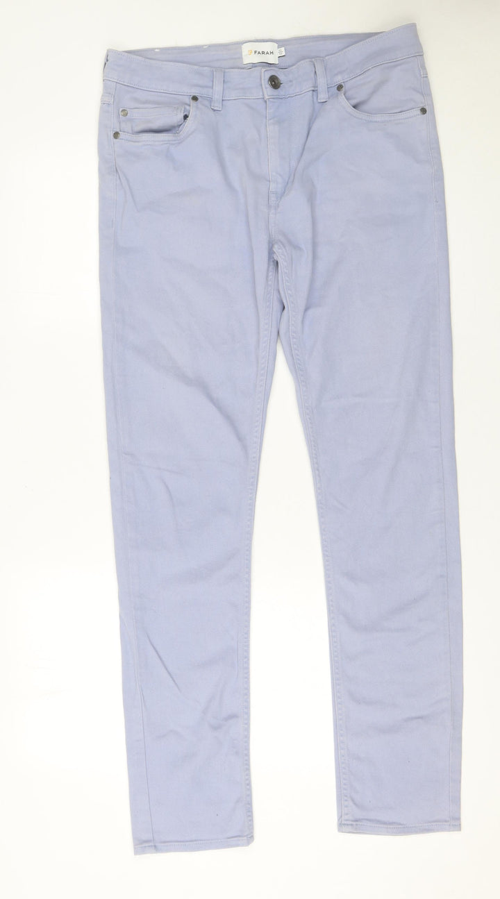 Farah Men's Blue Slim Fit Straight Jeans 32W 32L Cotton Denim