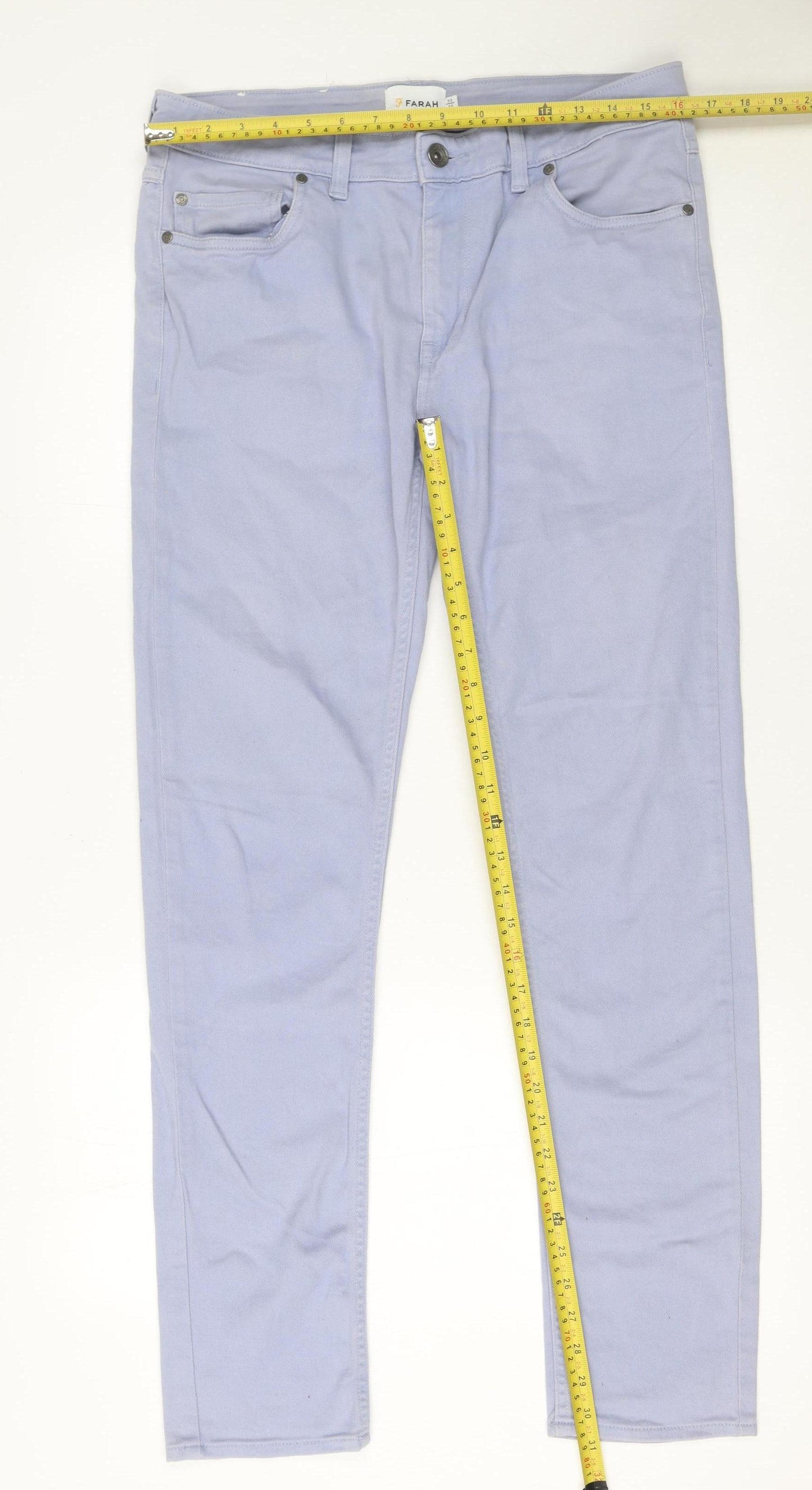 Farah Men's Blue Slim Fit Straight Jeans 32W 32L Cotton Denim