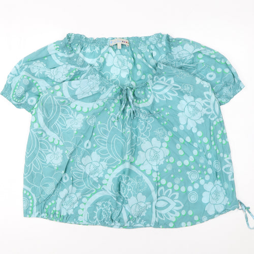 Fat Face Women’s Blue Floral Cotton Tunic Blouse Size 14
