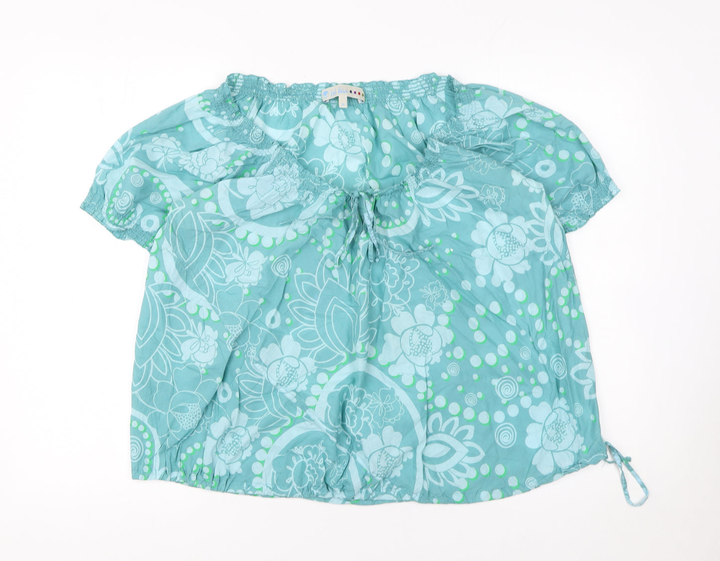 Fat Face Women’s Blue Floral Cotton Tunic Blouse Size 14