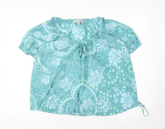 Fat Face Women’s Blue Floral Cotton Tunic Blouse Size 14