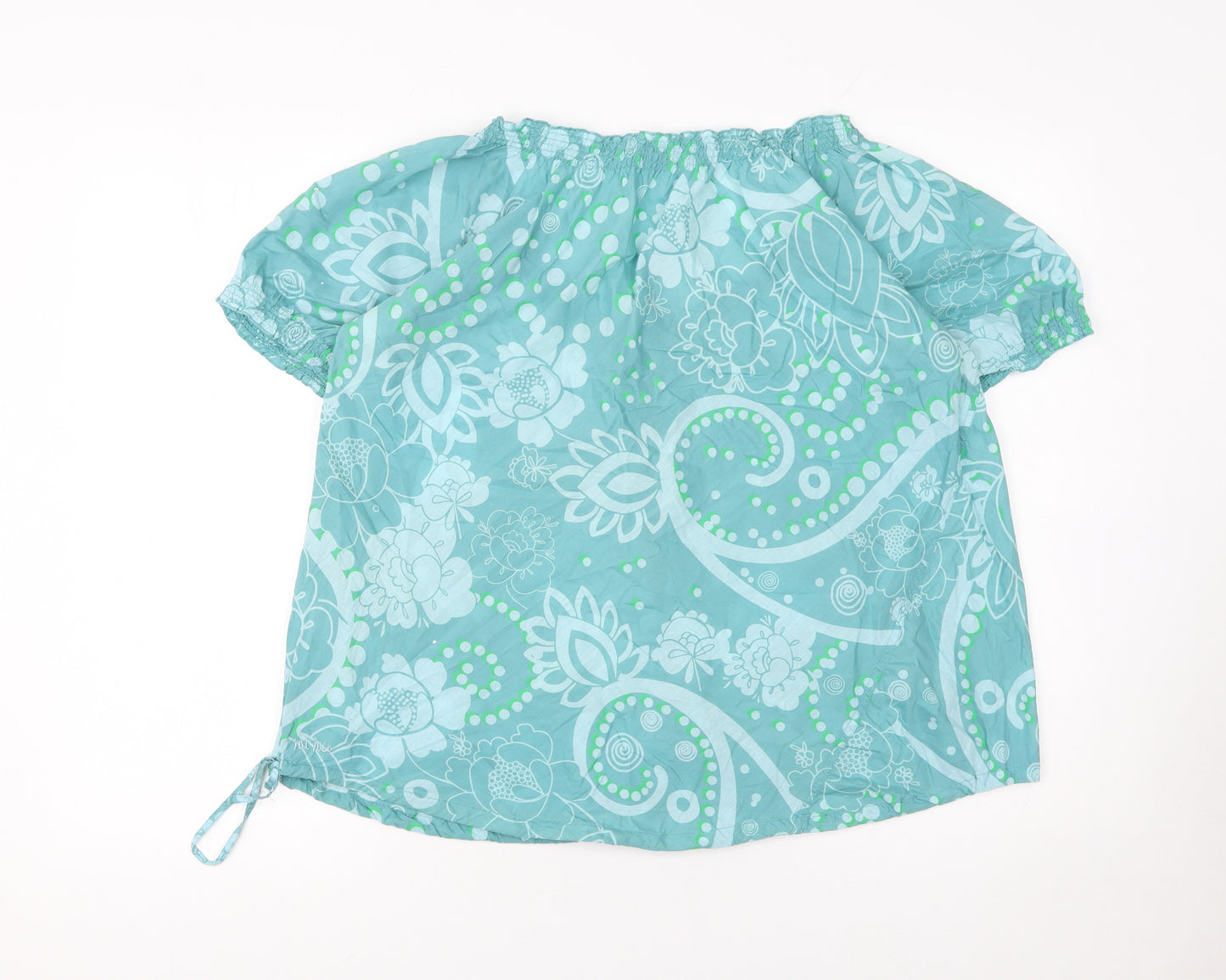 Fat Face Women’s Blue Floral Cotton Tunic Blouse Size 14