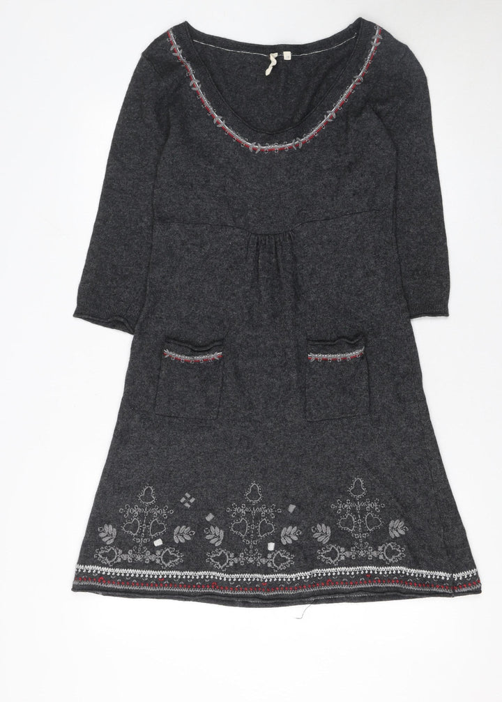 White Stuff Women’s Grey Knee Length Shift Dress Size 14