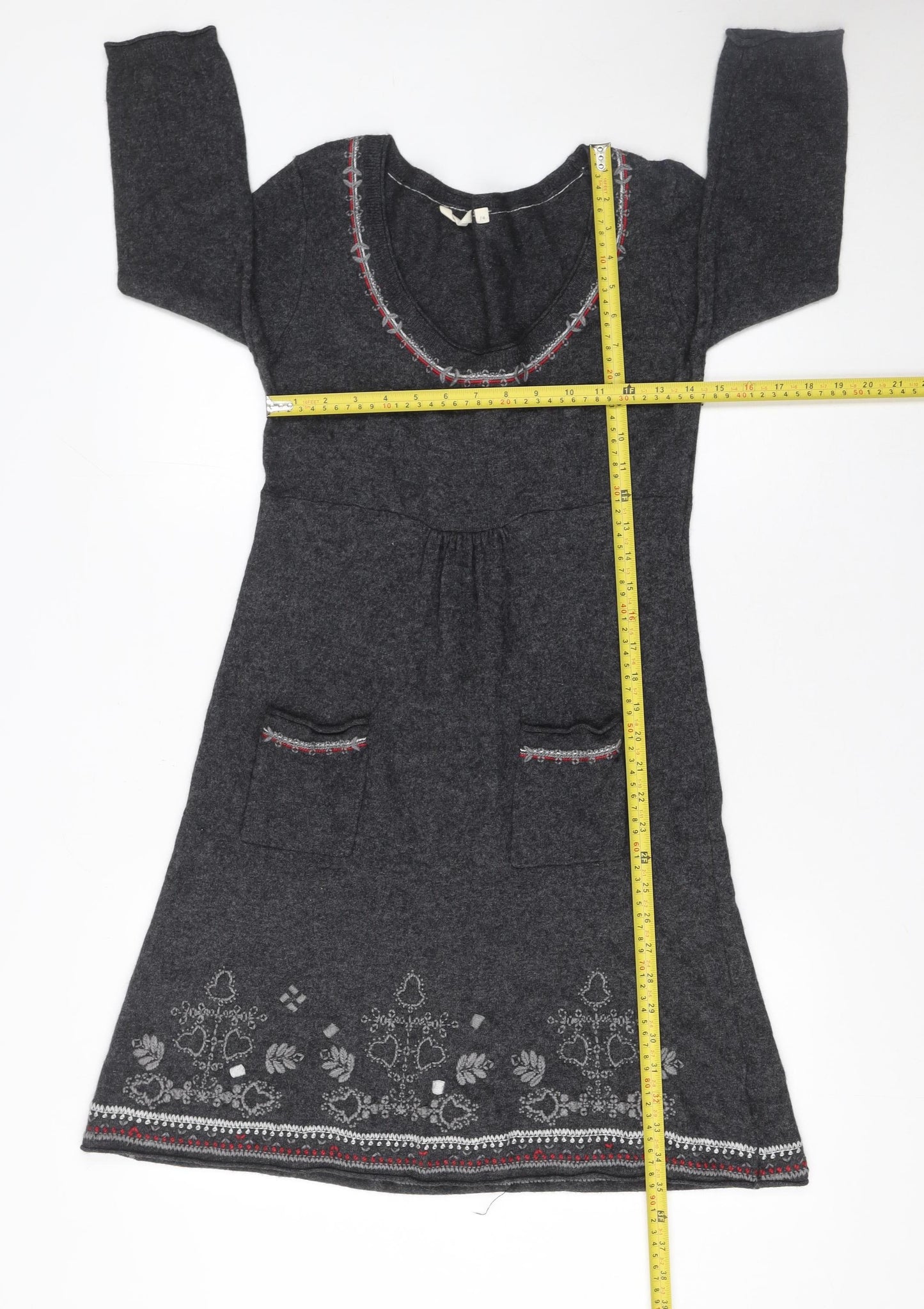 White Stuff Women’s Grey Knee Length Shift Dress Size 14