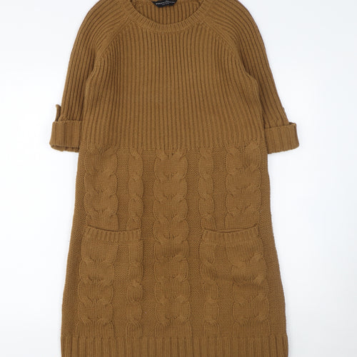 Dorothy Perkins Women’s Brown Knit Jumper Dress Size 10