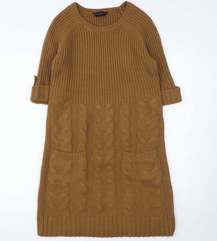 Dorothy Perkins Women’s Brown Knit Jumper Dress Size 10