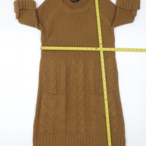 Dorothy Perkins Women’s Brown Knit Jumper Dress Size 10