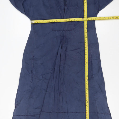 Jigsaw Women’s Blue Cotton Kaftan Midi Dress Size S 3/4 Sleeve