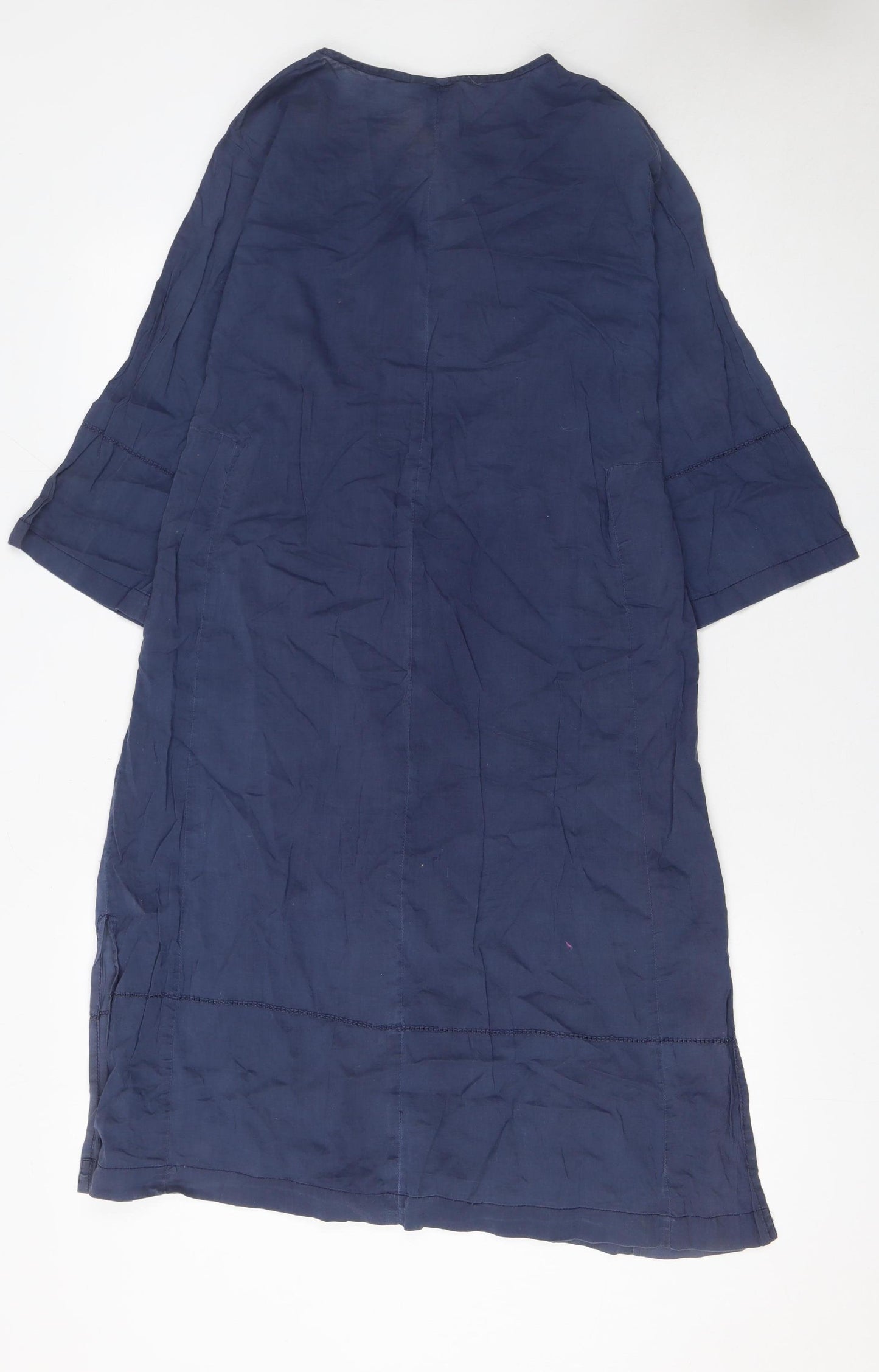Jigsaw Women’s Blue Cotton Kaftan Midi Dress Size S 3/4 Sleeve