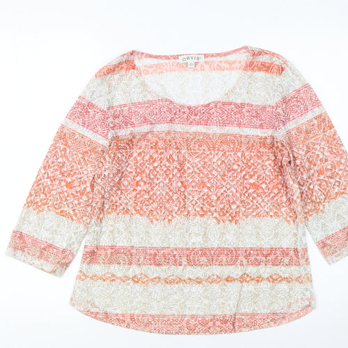 Orvis Women's Multicoloured Cotton 3/4 Sleeve Tunic Blouse M