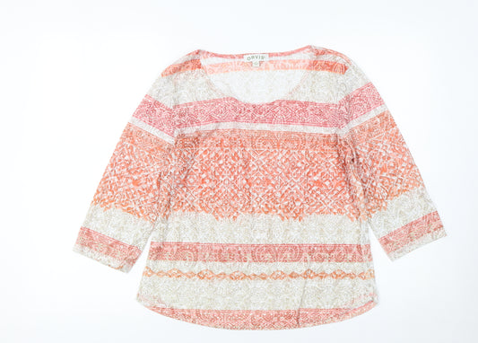 Orvis Women's Multicoloured Cotton 3/4 Sleeve Tunic Blouse M