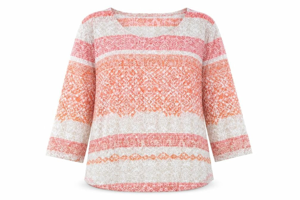 Front view of Orvis Women's Multicoloured Cotton 3/4 Sleeve Tunic Blouse M