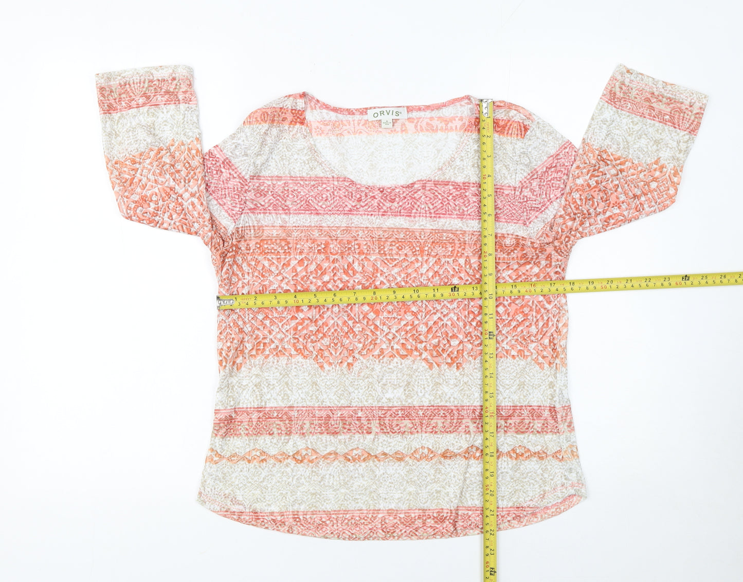 Orvis Women's Multicoloured Cotton 3/4 Sleeve Tunic Blouse M