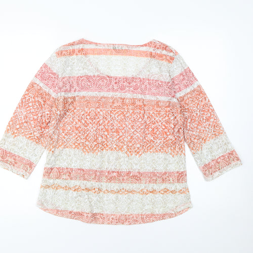 Orvis Women's Multicoloured Cotton 3/4 Sleeve Tunic Blouse M