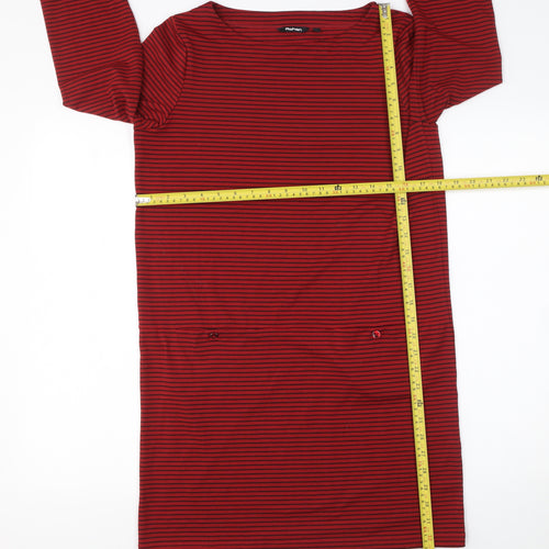 Rohan Women Red Striped Shift Dress Size 10 Long Sleeve Travel