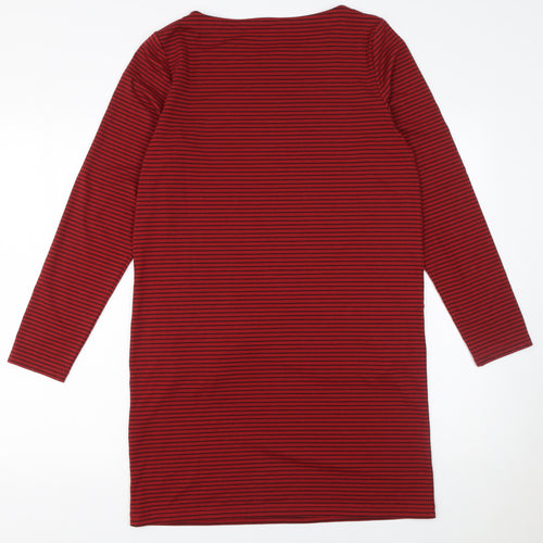 Rohan Women Red Striped Shift Dress Size 10 Long Sleeve Travel