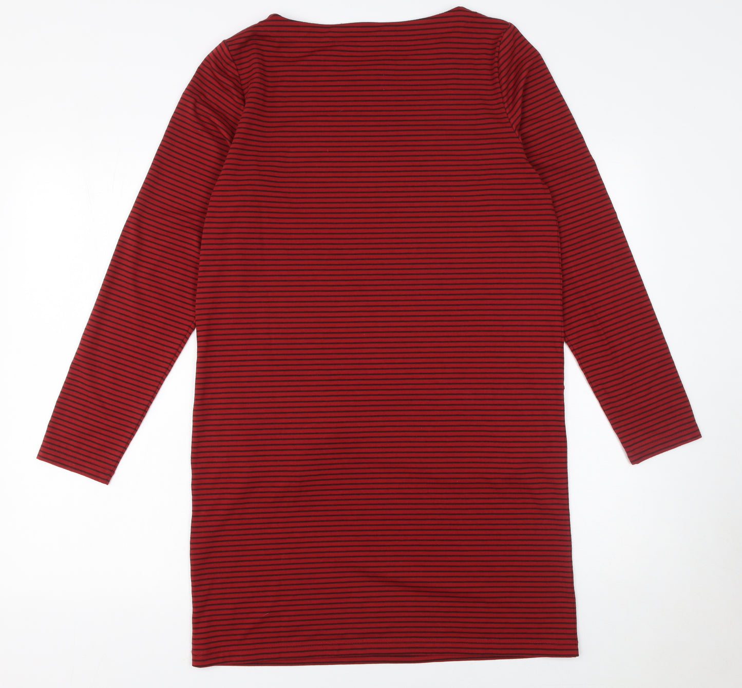 Rohan Women Red Striped Shift Dress Size 10 Long Sleeve Travel