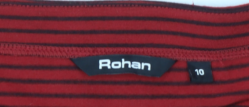 Rohan Women Red Striped Shift Dress Size 10 Long Sleeve Travel