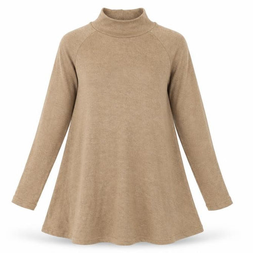 AX Paris Women Beige Roll Neck Long Sleeve Tunic Jumper Size 10