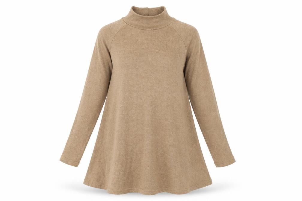 AX Paris Women Beige Roll Neck Long Sleeve Tunic Jumper Size 10