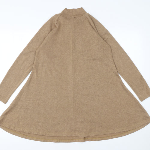 AX Paris Women Beige Roll Neck Long Sleeve Tunic Jumper Size 10