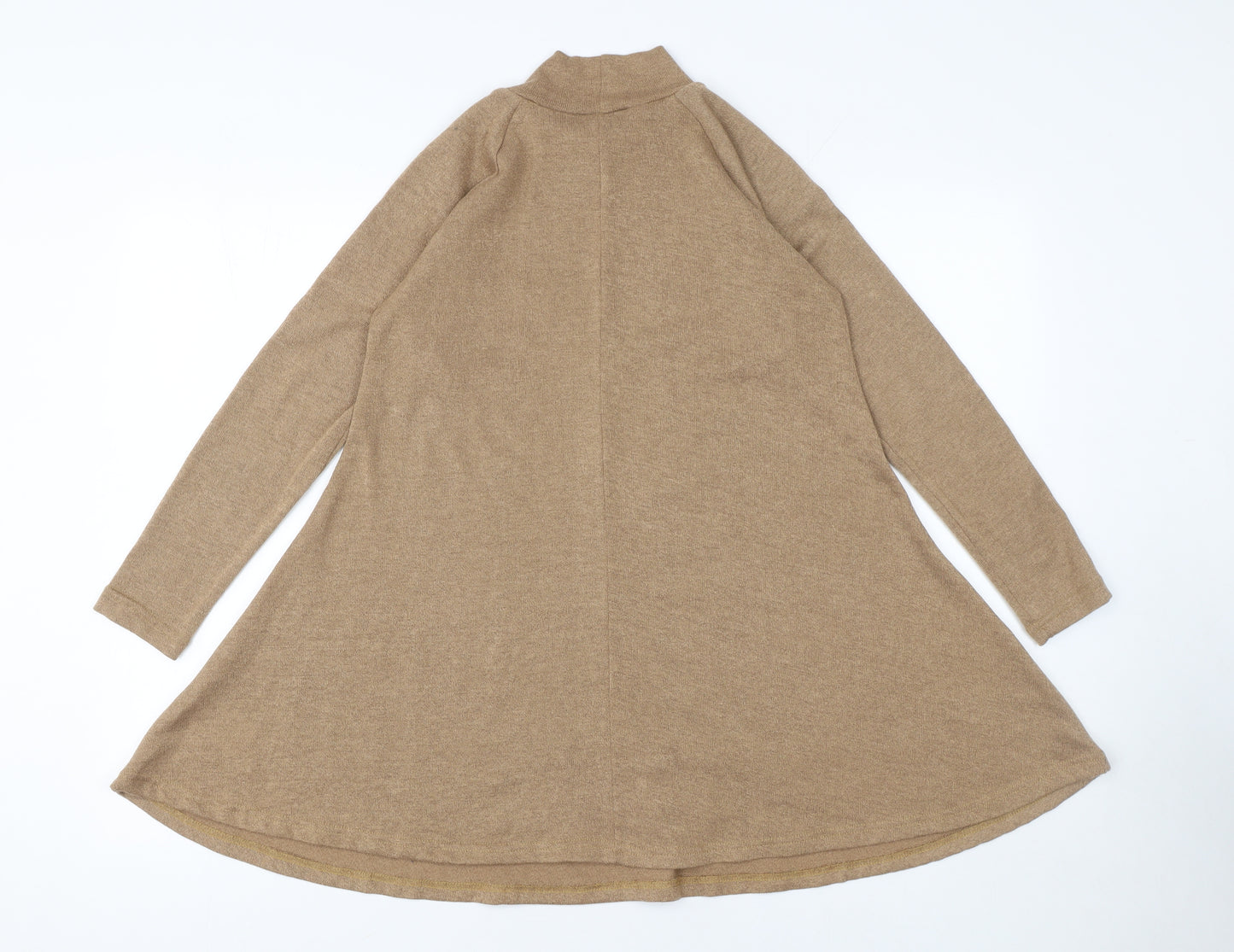 AX Paris Women Beige Roll Neck Long Sleeve Tunic Jumper Size 10