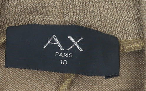 AX Paris Women Beige Roll Neck Long Sleeve Tunic Jumper Size 10