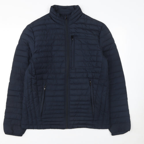 Jack & Jones Men’s Blue Puffer Jacket M Quilted Lightweight