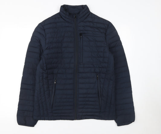 Jack & Jones Men’s Blue Puffer Jacket M Quilted Lightweight