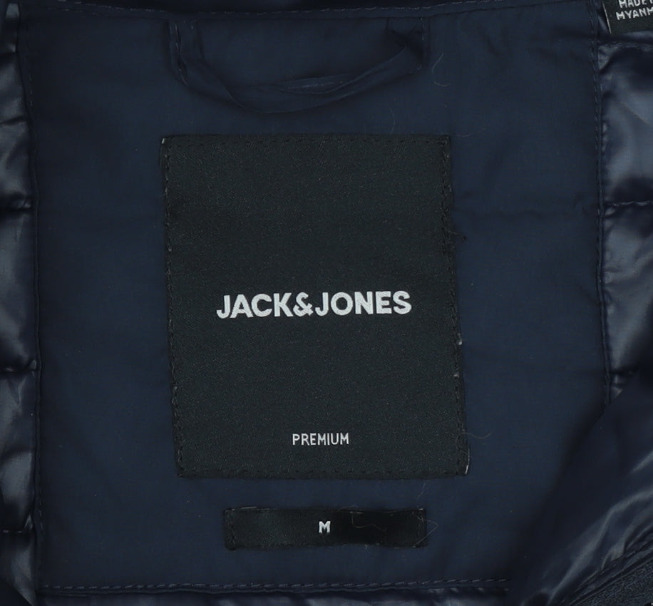 Jack & Jones Men’s Blue Puffer Jacket M Quilted Lightweight