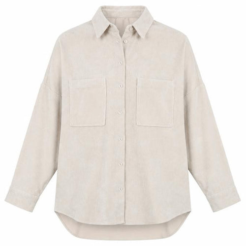 Zara Women Beige Corduroy Button-Up Shirt Size 12